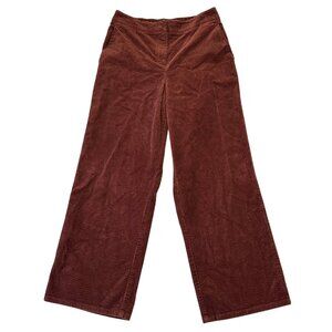 Eileen Fisher Corduroy Wide Leg Pants Size M Petite Burgundy Minimalist Casual